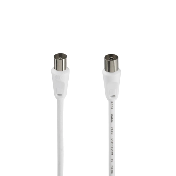 Hama Cable Coaxial de Antena Macho/Hembra - Longitud 10m - Doble Blindaje - Apantallamiento 75dB - Impedancia 75Ohm - Color Blanco