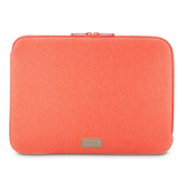 Hama Jersey Funda para Portatiles hasta 14.1" - Cierre con Cremallera - Forro Interior Suave - 37x1.5x27cm - Color Naranja Coral