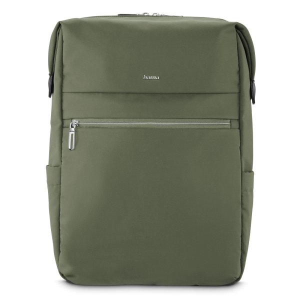 Hama Ultimate Mochila para Portatiles hasta 16.2" - Capacidad 15L - Poliester - Interior Acolchado - Cremallera Bidireccional - Base Reforzada - Bolsillos Laterales - 34x44x11cm - Color Verde Oscuro