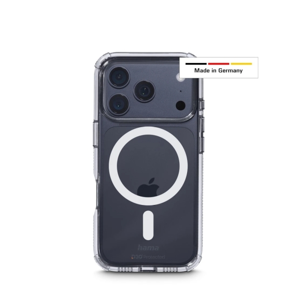 Hama Extreme Protect Funda para iPhone 17 Pro - Antideslizante - Magnetico - Policarbonato - Proteccion D3O - Bordes Elevados - Color Transparente