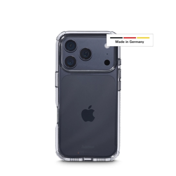 Hama Extreme Protect Funda para iPhone 17 Pro - Antideslizante - Policarbonato - Proteccion D3O - Bordes Elevados - Color Transparente