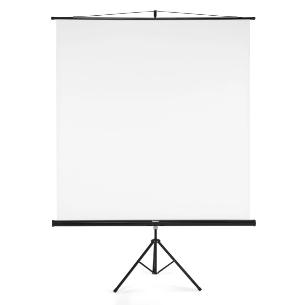 Hama Pantalla Proyector con Tripode - Cuerpo Metalico - PVC - Formato 1:1 - Mecanismo de Resorte - 380 Micras de Grosor - 180x180cm - Color Blanco