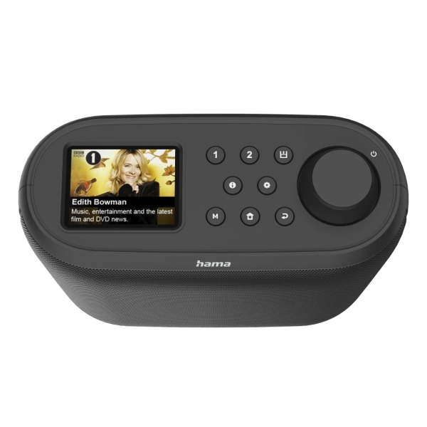 Hama DIR400 Radio Digital - Bluetooth - Pantalla 2.4" - Cable 180cm - Doble Banda 2.4 y 5GHz - Almacena hasta 30 Emisoras - Compatible con Plataformas de Streaming - 18x19x7.5cm - Color Negro
