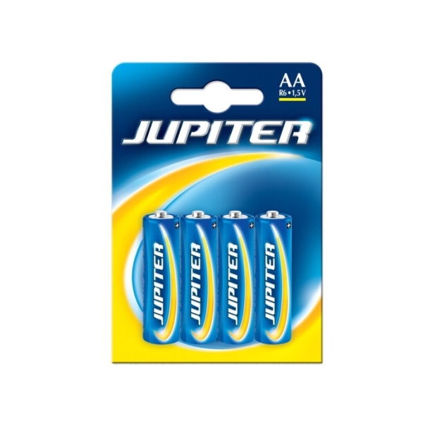 Jupiter Pack de 4 Pilas Salinas R06 AA - Pilas Salinas para Aparatos de Bajo Consumo