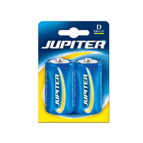 Jupiter Pack de 2 Pilas Salinas D R20 - Pilas Salinas para Aparatos de Bajo Consumo