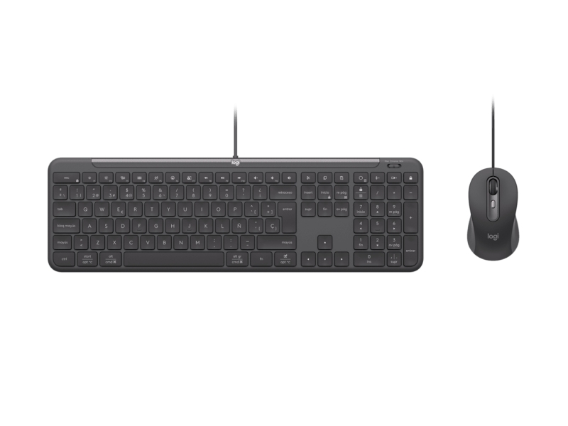 Logitech Signature Slim MK620 Combo Pack Teclado + Raton USB - Reposamanos - Raton Ambidiestro 4000 DPI con SmartWheel - Teclas de Acceso Rapido e IA - Color Grafito