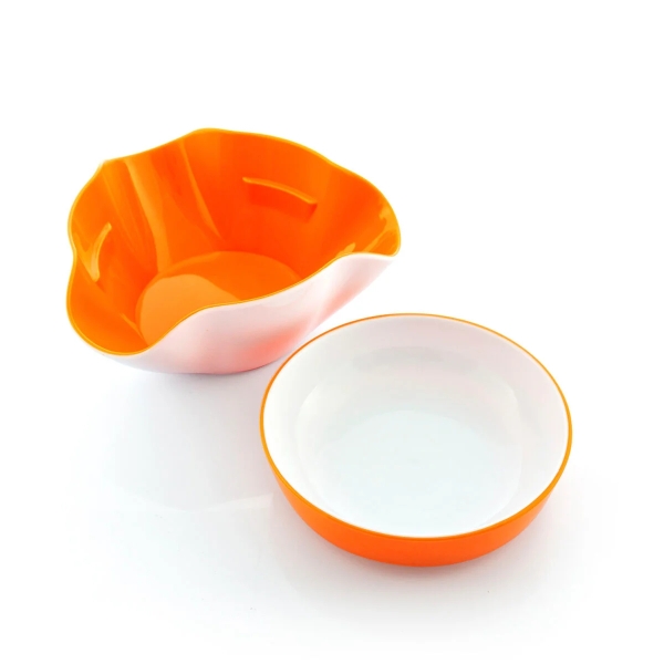 Innovagoods Pack de 2 Bols para Apertivos - Multiusos - Libre de BPA - Apilable - Color Naranja y Blanco
