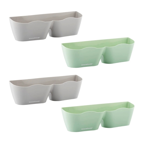 Innovagoods Shohold Pack de 4 Zapateros Adhesivos - Multiposicion - 25.5x7.5x7.5cm - Color Verde y Gris
