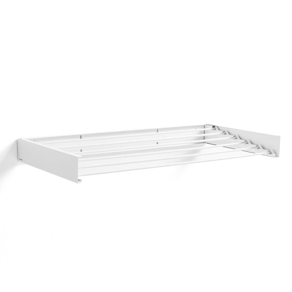 Innovagoods Dryva 100 Tendedero de Pared Extensible - Retractil - Incluye Accesorios de Montaje - Plegable - Resistente a la Corrosion - 6 Barras - 100x9.5x2.5cm - Color Blanco