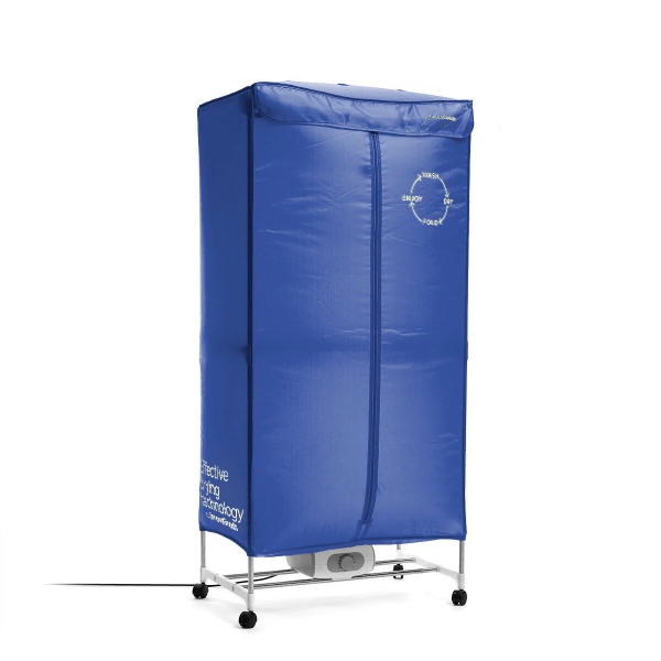Innovagoods Dupledry Blue Secadora Electrica Portatil de 2 Alturas - 1200W - Capacidad 15kg - Cable 140cm - Temperatura hasta 70ºC - Acero Inoxidable - Temporizador - 70x150x45cm - Color Azul