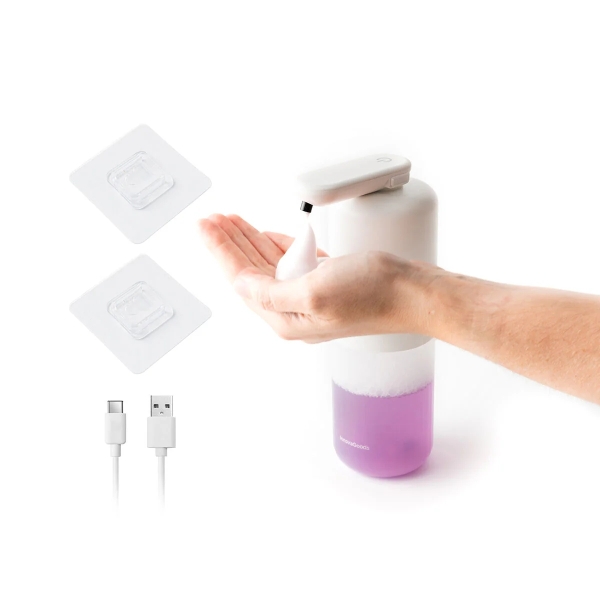 Innovagoods Bitefom Dipensador de Jabon en Espuma Automatico - Bateria 1200mAh - Deposito de 350ml - IPX5 - Recargable - Sistema Antigoteo - 11x21.5x6.5cm - Color Blanco