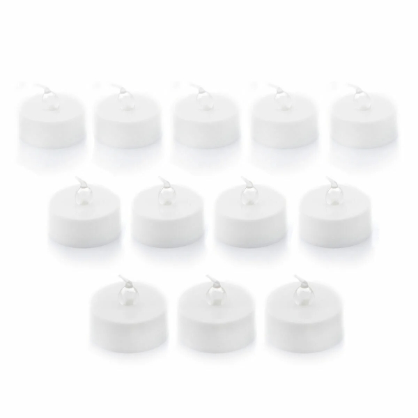 Innovagoods Romandle Pack de 12 Velas de Te LED - Luz Calida - Efecto Llama - Duracion hasta 75min - Pack de 2 Set de Velas de Te LED - 3.7x3.5cm - Color Blanco