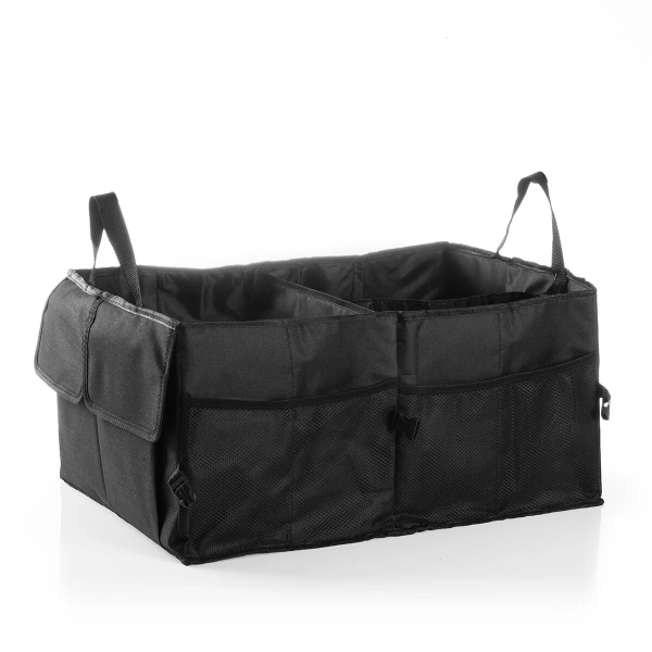 Innovagoods Carry Organizador Plegable para Maletero - Capacidad 55L - Plegable - Multifuncion - 2 Niveles Ajustables - 2 Asas de Transporte - Base con Velcro - Color Negro