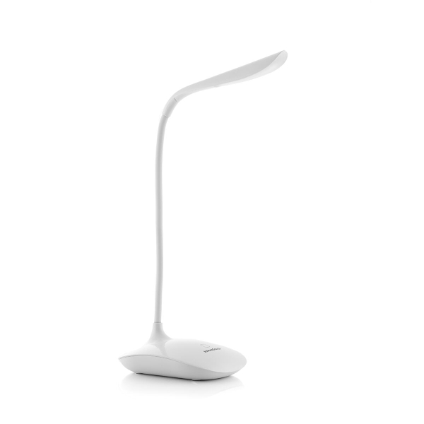 Innovagoods Lampara de Mesa LED - 2W - Bateria 1200mAh - Incluye Cable USB - Intensidad Regulable - Recargable - Multifuncion - Altura Ajustable - Antideslizante - 10x39.5x11.5cm - Color Blanco