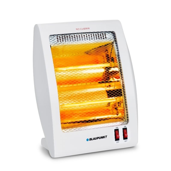 Blaupunkt Estufa de Cuarzo - Potencia 800W - Temperatura Regulable - Oscilante - 2 Tubos Halogenos - Interruptor Antivuelco - Color Blanco