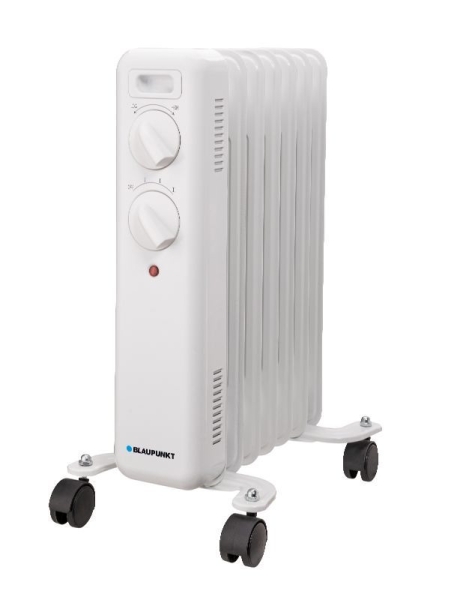 Blaupunkt Radiador de Aceite - Potencia 1500W - Termostato Regulable - Ruedas - Asa de Transporte - Indicador Luminoso - Color Blanco
