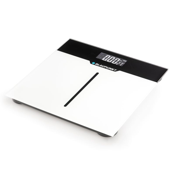 Blaupunkt Bascula Corporal - Capacidad 180kg - Pantalla Digital - Vidrio Templado - Encendido y Apagado Automatico - Color Blanco y Negro