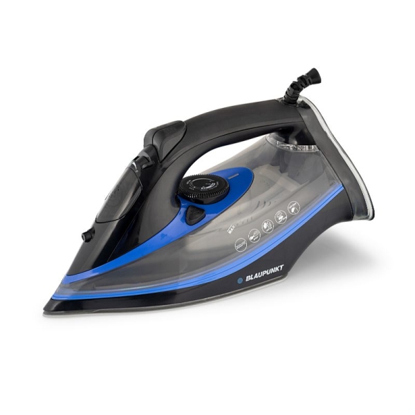Blaupunkt Plancha de Ropa - Potencia 3000W - Deposito de 380ml - Termostato Regulable - Suela Ceramica - Color Negro y Azul
