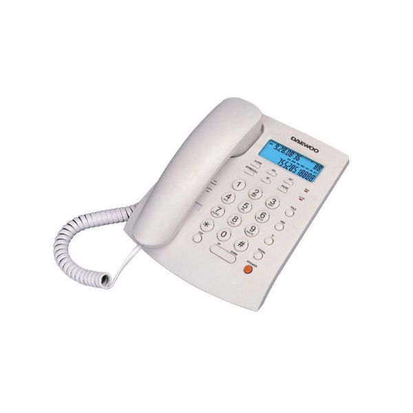 Daewoo Telefono de Sobremesa Supletorio - Altavoz Manos Libres - Pantalla LCD - Autodeteccion FSK/DRMF - Centralita - Calendario - Memoria de Contactos - Color Blanco
