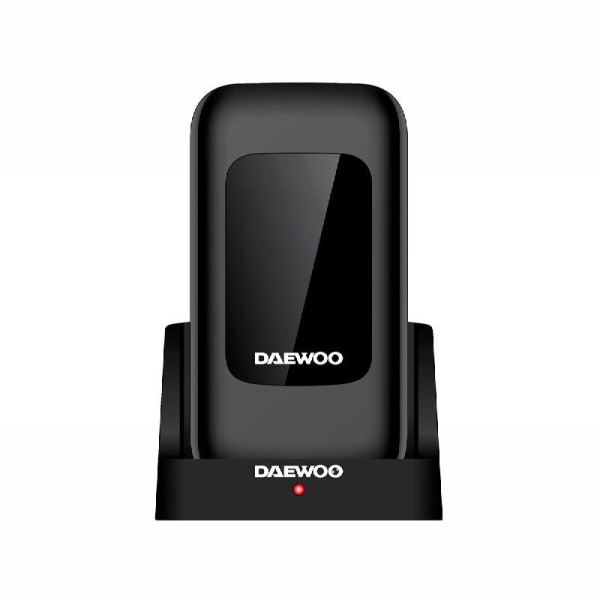 Daewoo Telefono Movil de Tapa - Doble Pantalla 2.8" y 1.77" - Teclas Grandes - RAM 48Mb - ROM 128Mb - 1000mAh - Camara 0.3Mp - 4G Dual SIM - Jack 3.5mm - Radio FM - Base de Carga USB-C - Color Negro