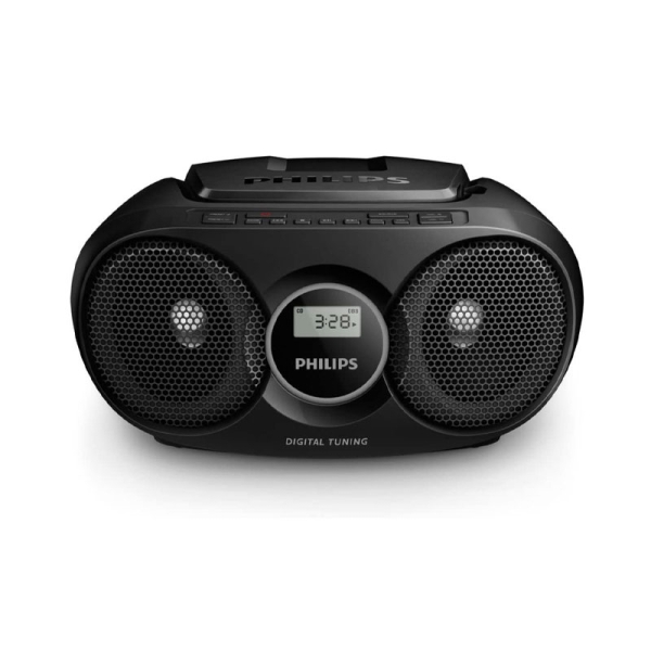 Philips Radio CD - Altavoces Integrados - Refuerzo Dinamico de Graves - Sintonizacion Automatica - Jack 3.5mm - 252x232x124mm - Color Negro