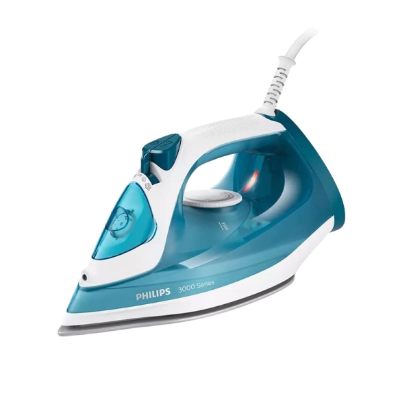 Philips Plancha de Ropa - Potencia 2100W - Deposito de 300ml - Suela Ceramica Antiadherente - Cable 1.9m - Termostato Regulable - Sistema Antigoteo y Antical - Punta de Precision Triple - Color Azul