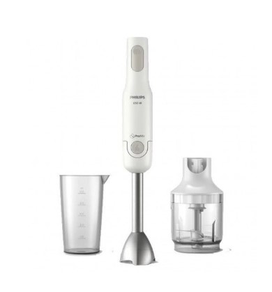 Philips Batidora de Mano - Potencia 650W - Varias Velocidades - Picadora - Vaso Medidor - Cuchillas de Acero Inoxidable - Color Blanco