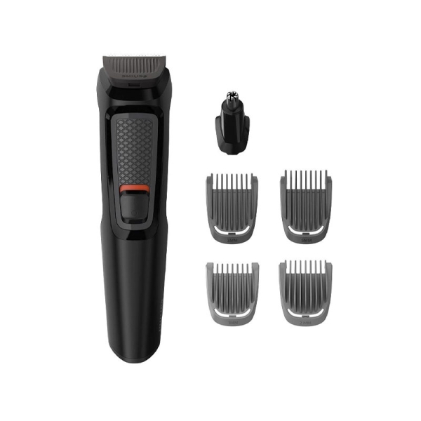 Philips Serie 3000 Recortadora de Barba Inalambrica - Incluye Accesorios - Recargable - Cuchillas Autoafilables de Acero - Incluye Peines Guia - Ergonomico - Color Negro