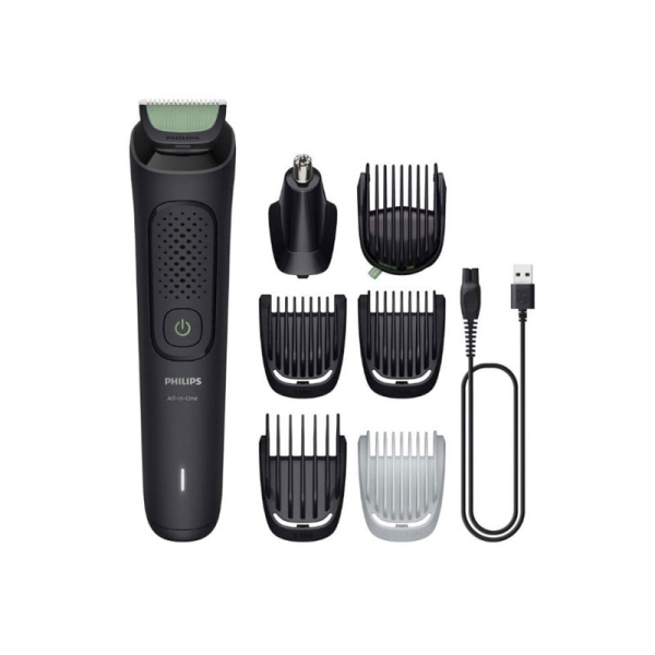 Philips Recortadora 7 en 1 Inalambrica - Mantenimiento sin Aceite - Cuchillas Autoafilables - Incluye Accesorios - Recargable - Acero Inoxidable - Incluye Peines Guia - Color Negro y Verde
