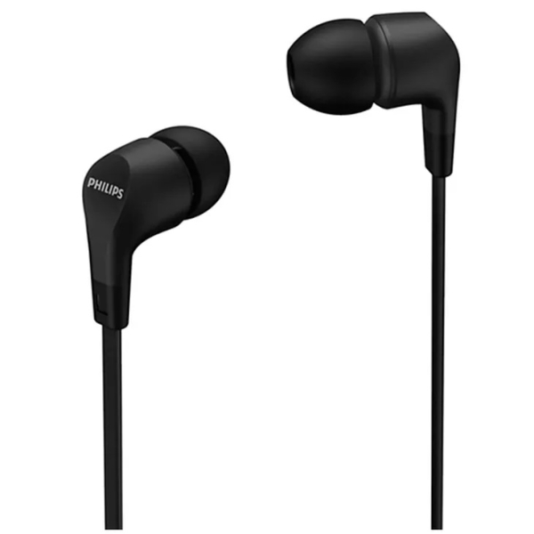 Philips Auriculares Intraurales con Cable - Jack 3.5mm - Microfono Integrado - 3 Pares de Almohadillas de Silicona - Aislamiento Pasivo del Ruido - Altavoz 8.6mm - Boton Multifuncion - Color Negro