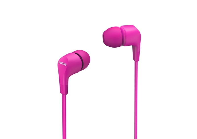 Philips Auriculares Intraurales con Cable - Jack 3.5mm - Microfono Integrado - 3 Pares de Almohadillas de Silicona - Aislamiento Pasivo del Ruido - Altavoz 8.6mm - Boton Multifuncion - Color Rosa