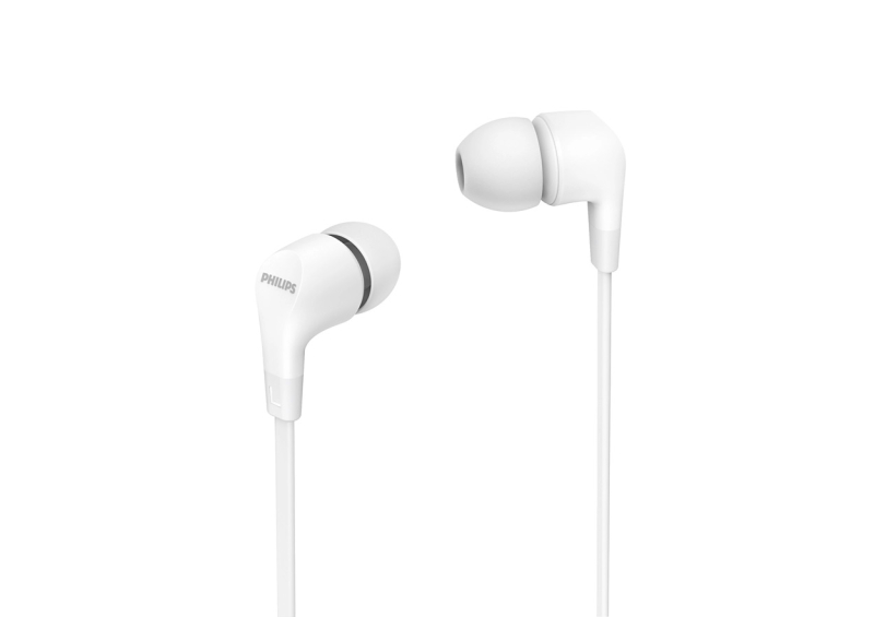 Philips Auriculares Intraurales con Cable - Jack 3.5mm - Microfono Integrado - 3 Pares de Almohadillas de Silicona - Aislamiento Pasivo del Ruido - Altavoz 8.6mm - Boton Multifuncion - Color Blanco