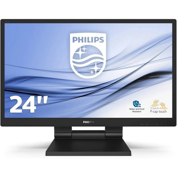 Philips 242B9T/00 Monitor 23.8" LED IPS FullHD 75Hz Tactil - Respuesta 5ms - Altavoces 4W - HDMI, DVI, VGA, Displayport, USB - VESA 100x100mm - Color Negro