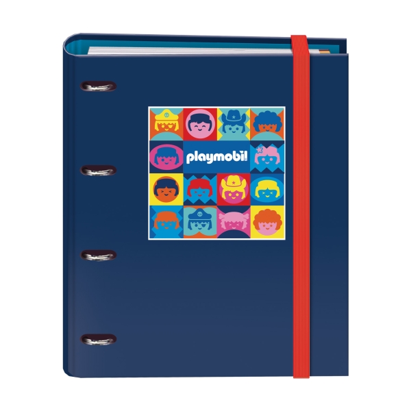 Dohe Playmobil Carpeta de Anillas con Recambio 100 Hojas Cuadricula 5mm - 4 Anillas Mixtas de 35mm - Cierre con Goma - Incluye 4 Separadores y Sobre de Polipropileno