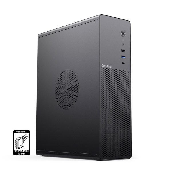 CoolBox T100 Slim Caja Torre Micro ATX, Mini ITX - Tamaño HDD 2.5" - USB 3.2, USB-C - Color Negro