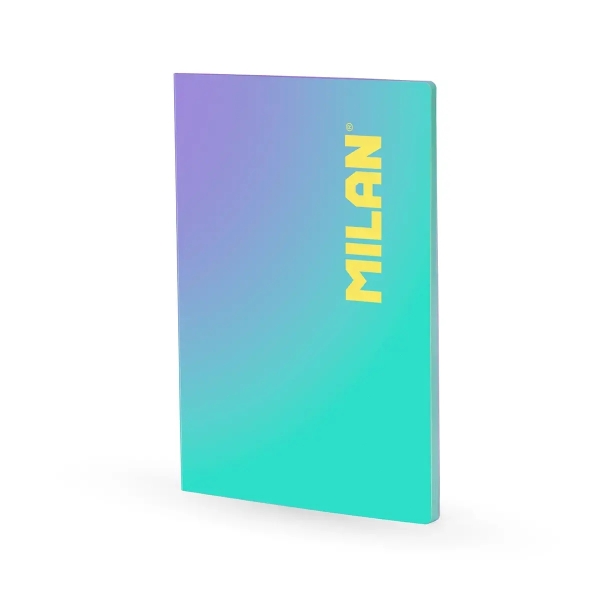 Milan Sunset Libreta Encolada Formato A4 Pautado 7mm - 48 Hojas de 95 gr/m2 Microperforadas - Color Turquesa/Violeta