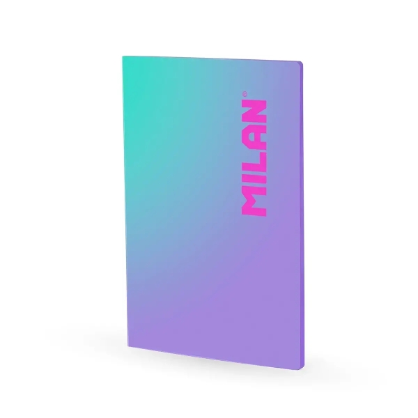 Milan Sunset Libreta Encolada Formato A4 Pautado 7mm - 48 Hojas de 95 gr/m2 Microperforadas - Color Violeta/Turquesa