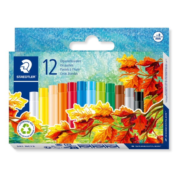 Staedtler Noris 241 Pack de 12 Ceras Blandas - Diametro 8mm - Resistencia a la Rotura - Colores Surtidos