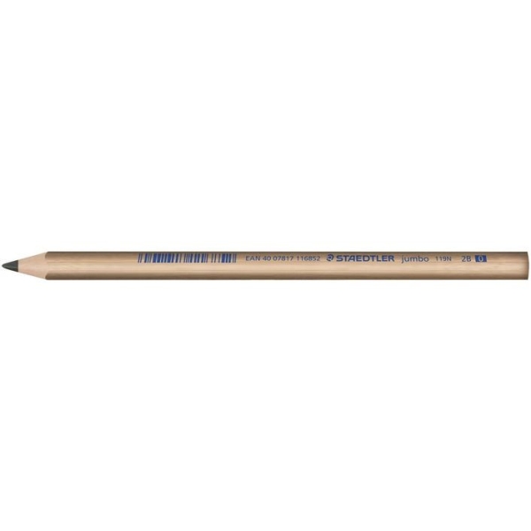 Staedtler Noris Natural 119 Jumbo Lapiz de Grafito Triangular 2B 4mm - Madera Certificada FSC - Cuerpo de Color Madera Natural