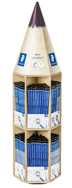 Staedtler Mars Lumograph 100 Expositor con 576 Lapices de Grafito de Graduaciones Surtidas - Alta Resistencia a la Rotura - Madera de Bosques Certificados