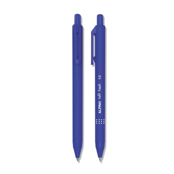 Alpino Soft Touch Boligrafo Retractil - Punta 1mm - Tacto Suave - Tinta Azul - Color Azul