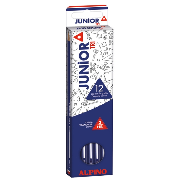 Alpino Junior Tri Pack de 12 Lapices de Grafito HB Triangulares - Espacio para el Nombre