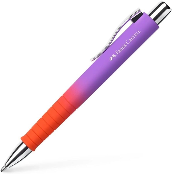 Faber-Castell Poly Ball Flow Edition Punchy Melon Boligrafo Retractil XB - Forma Triangular Ergonomica - Suave al Tacto - Color Lila/Rojo Degradado