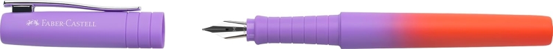 Faber-Castell Poly Ball Flow Edition Punchy Melon Pluma Estilografica - Ancho del Plumin Medio - Suave al Tacto - Color Lila/Rojo Degradado