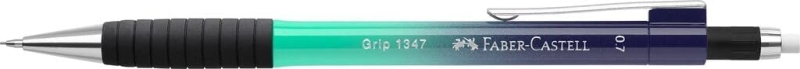 Faber-Castell Grip 1347 Flow Edition Buzzing Blue Portaminas 0.7mm - Atractivo Diseño - Grip de Agarre - Goma de Borrar - Color Azul/Turquesa Degradado