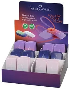 Faber-Castell Sleeve Mini Flow Expositor con 24 Gomas de Borrar con Funda - Libre de PVC - Colores Surtidos