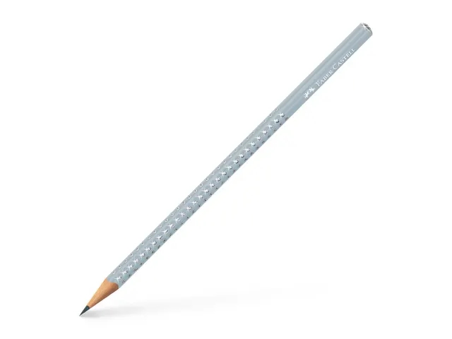 Faber-Castell Sparkle Aurora Lapiz Triangular de Grafito B - Mina Resistente a la Rotura - Con Cabelilla Plateada - Color del Cuerpo Azul Helado