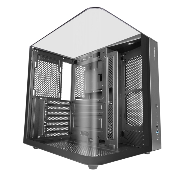 Mars Gaming MC-INFINIOLITE Caja Torre ATX - Estructura de Doble Camara - Vidrio Templado Curvo y Superior - USB-C - USB 3.0 - USB 2.0 - Audio HD - 355x293x350mm - Color Negro