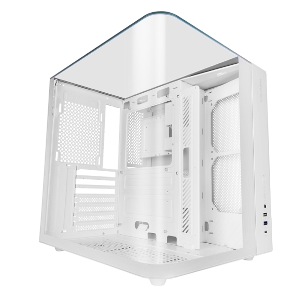 Mars Gaming MC-INFINIOLITE Caja Torre ATX - Estructura de Doble Camara - Vidrio Templado Curvo y Superior - USB-C - USB 3.0 - USB 2.0 - Audio HD - 355x293x350mm - Color Blanco