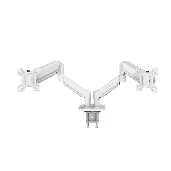 Mars Gaming MARMPRO2 Soporte de Mesa con Brazos Articulados para 2 Monitores hasta 32" - Incluye Accesorios - Articulado 360° - VESA 100x100 - Muelle de Gas - 1000x460x115mm - Color Blanco